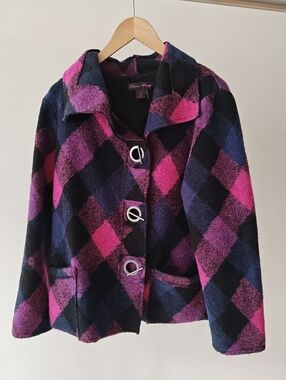 Elena Wang Plaid Jacket/Coat. Lrg